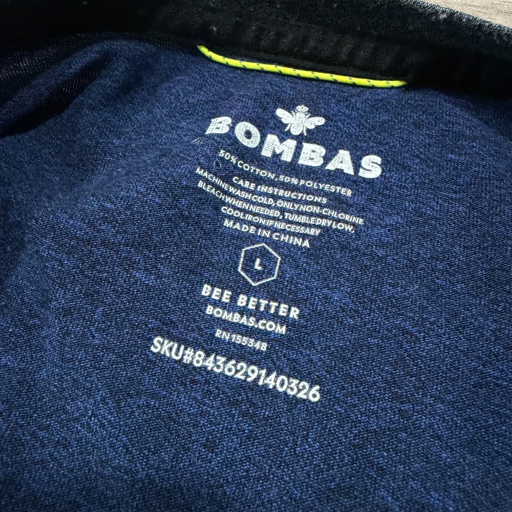 Bombas Mens‎ Large Gray Blue Athletic T Shirt Performance Tee Colorblock Tee - Picture 3 of 7